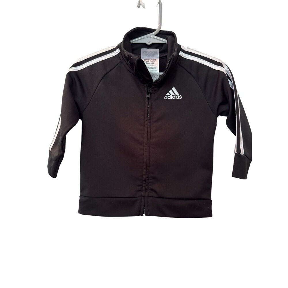 Adidas size 9 months track jacket boys girls trefoil black white stripes